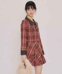REDYAZEL（レディアゼル）の「バイアスチェックショートブラウス×プリーツミニスカートセットアップ（セットアップ）」