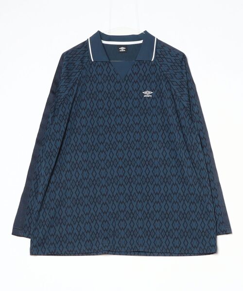 UMBRO(アンブロ)の「アンブロ UMBRO 【AWAY DAYS】ジャガード長袖プラクティスシャツ(ジャージ・メンズ・オレンジ/ネイビー・S-M/M-L/L-XL)」の2枚目の写真