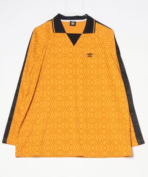 UMBRO(アンブロ)の「アンブロ UMBRO 【AWAY DAYS】ジャガード長袖プラクティスシャツ(ジャージ・メンズ・オレンジ/ネイビー・S-M/M-L/L-XL)」の1枚目の写真