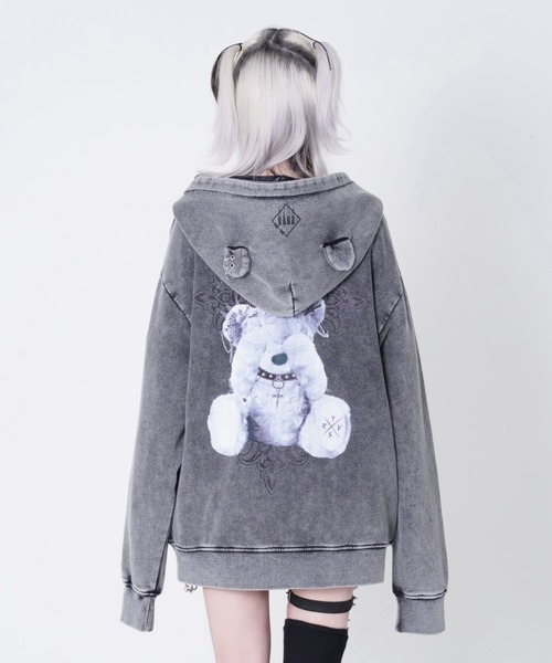 TRAVAS TOKYO（トラバス トウキョウ）の「『TRAVAS TOKYO/トラバス トーキョー』くま耳ZIPフーディー/ジップアップパーカー（パーカー・レディース・パープル/チャコールグレー/ブラック・FREE）」の12枚目の写真