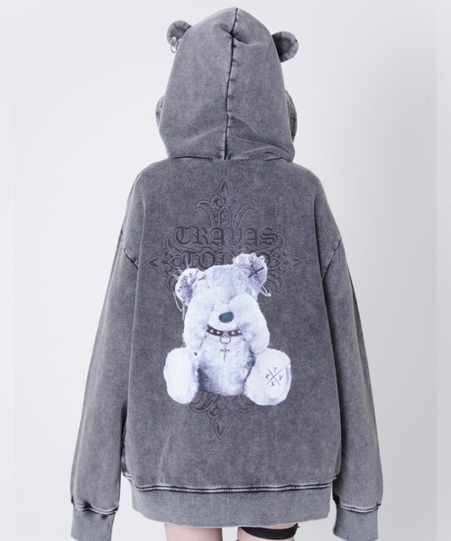 TRAVAS TOKYO（トラバス トウキョウ）の「『TRAVAS TOKYO/トラバス トーキョー』くま耳ZIPフーディー/ジップアップパーカー（パーカー・レディース・パープル/チャコールグレー/ブラック・FREE）」の13枚目の写真