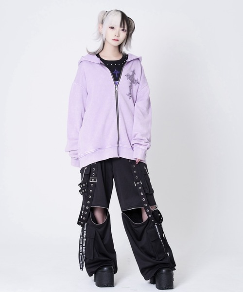 TRAVAS TOKYO（トラバス トウキョウ）の「『TRAVAS TOKYO/トラバス トーキョー』くま耳ZIPフーディー/ジップアップパーカー（パーカー・レディース・パープル/チャコールグレー/ブラック・FREE）」の19枚目の写真