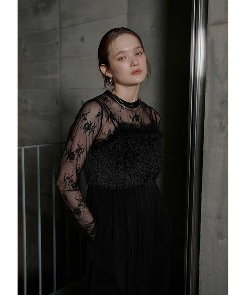 LE'RURE(リルアー)の「Feather cami pants dress(パンツドレス・レディース・ベージュ/グレー/ブラック・TALL/MEDIUM)」の9枚目の写真