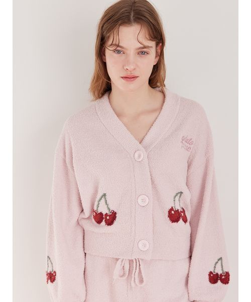 ONLINE限定カラーあり】ベビモコチェリージャガードカーディガン