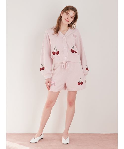 ジェラートピケ　チェリージャガードカーディガン　さくらんぼ gelato pique（ジェラートピケ） パジャマ ルームウェア 「ONLINE限定