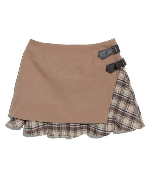 HIGH SCHOOL DISCO(ハイスクールディスコ)の「LAYERED BUCKLE SKIRT_BEIGE(スカート・レディース・その他・S/M)」の2枚目の写真