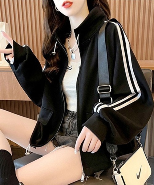 SallyLunn(サリーラン)の「スタンドカラートラックジャケット(その他アウター・レディース・ブラック/グレー/ホワイト・MEDIUM/LARGE)」の10枚目の写真