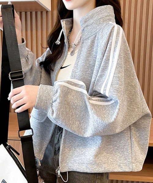 SallyLunn(サリーラン)の「スタンドカラートラックジャケット(その他アウター・レディース・ブラック/グレー/ホワイト・MEDIUM/LARGE)」の4枚目の写真