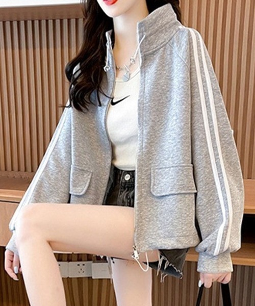 SallyLunn(サリーラン)の「スタンドカラートラックジャケット(その他アウター・レディース・ブラック/グレー/ホワイト・MEDIUM/LARGE)」の6枚目の写真