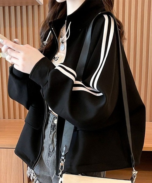SallyLunn(サリーラン)の「スタンドカラートラックジャケット(その他アウター・レディース・ブラック/グレー/ホワイト・MEDIUM/LARGE)」の7枚目の写真
