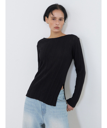 Boat-Neck Ribbed Knit, Black
