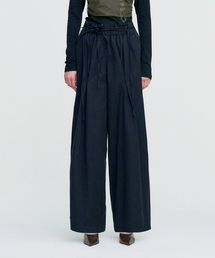 Ribbon Tied Wide Pants _ BLACK