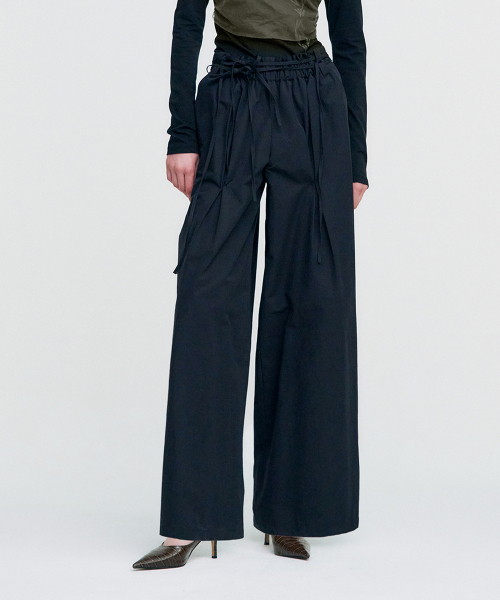 KIMZISU(キムジス)の「Ribbon Tied Wide Pants _ BLACK(その他パンツ・レディース・その他・ONE SIZE)」の4枚目の写真