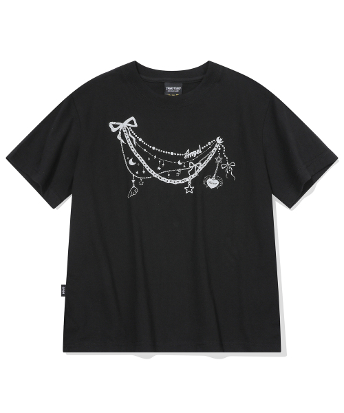 セール】エンジェルブローチクロップ半袖Tシャツブラック（Tシャツ