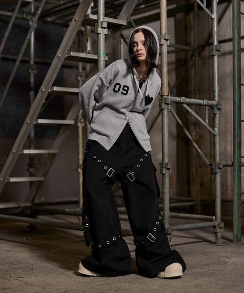 ERAR（エラー）の「【ERAR】ハートロゴショート丈ダブルジップデザインニットパーカー（パーカー・メンズ・ブラック/グレー・S/M/L/XL）」の10枚目の写真