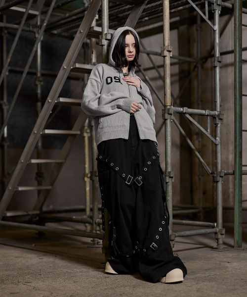 ERAR（エラー）の「【ERAR】ハートロゴショート丈ダブルジップデザインニットパーカー（パーカー・メンズ・ブラック/グレー・S/M/L/XL）」の12枚目の写真