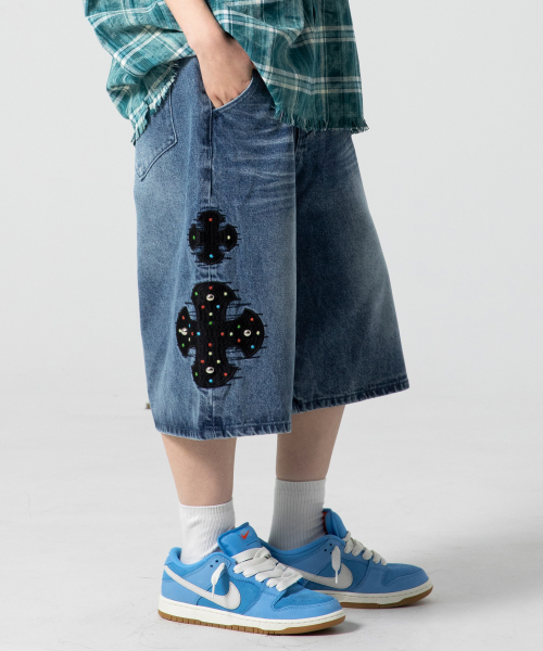 GLACK(グラック)の「GP132 ジュエルクロスデニムバミューダパンツ (インディゴ)(その他パンツ・レディース・その他・SMALL/MEDIUM/LARGE)」の6枚目の写真