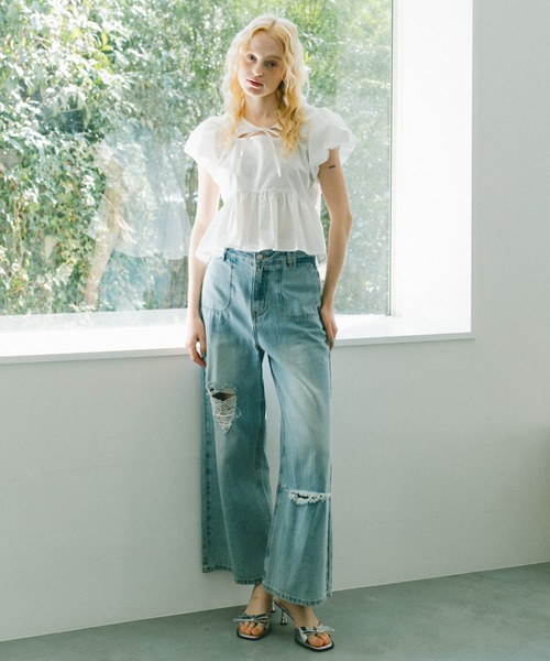 idem(イデム)の「puff sleeve muse blouse / パフスリデザインブラウス(シャツ/ブラウス・レディース・ブラック/ホワイト・FREE)」の14枚目の写真