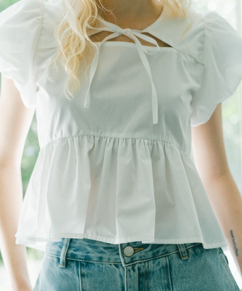 idem(イデム)の「puff sleeve muse blouse / パフスリデザインブラウス(シャツ/ブラウス・レディース・ブラック/ホワイト・FREE)」の8枚目の写真