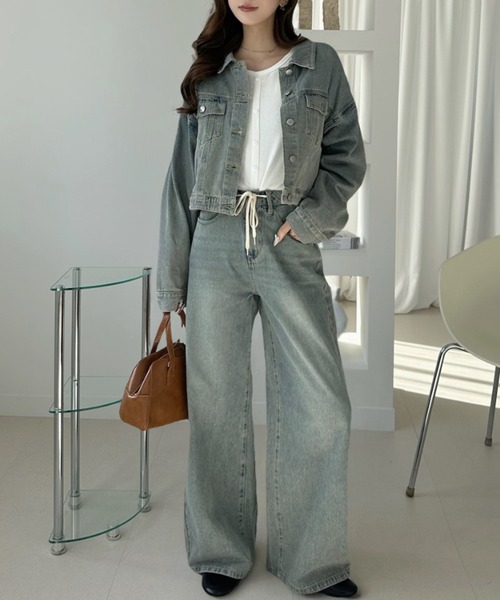 TREOVER(トレオーバー)の「こなれ感を演出するヴィンテージワイドデニムパンツ(デニムパンツ・レディース・ブルー/ブラック/ライトブルー・MEDIUM/LARGE/LL)」の4枚目の写真