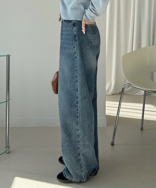 TREOVER(トレオーバー)の「こなれ感を演出するヴィンテージワイドデニムパンツ(デニムパンツ・レディース・ブルー/ブラック/ライトブルー・MEDIUM/LARGE/LL)」の13枚目の写真