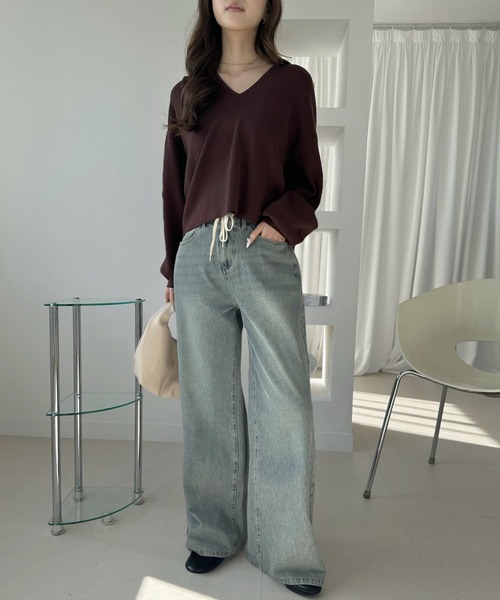 TREOVER(トレオーバー)の「こなれ感を演出するヴィンテージワイドデニムパンツ(デニムパンツ・レディース・ブルー/ブラック/ライトブルー・MEDIUM/LARGE/LL)」の7枚目の写真