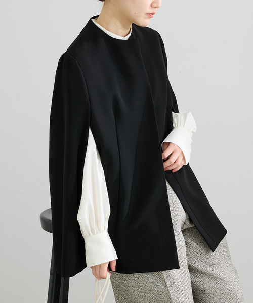 IENA(イエナ)の「《追加》ケープジャケット(その他アウター・レディース・ブラック系その他/ダークブルー・FREE)」の10枚目の写真