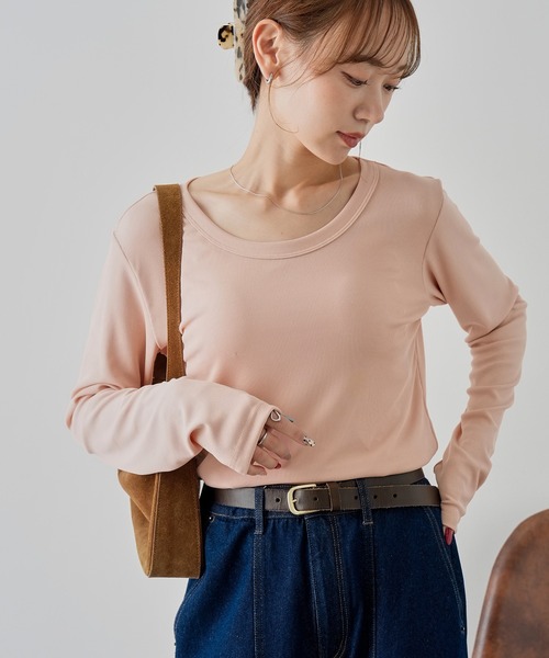 NOGLE（ノグル）の「【NOGLE/ノグル】カラーリブカットソー（Tシャツ/カットソー・レディース・ブルー/イエロー/ブラック/アイボリー/ピンク・FREE）」の5枚目の写真