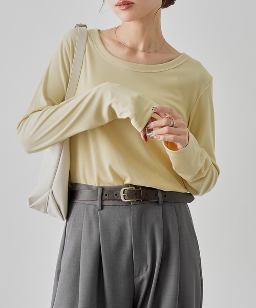 NOGLE（ノグル）の「【NOGLE/ノグル】カラーリブカットソー（Tシャツ/カットソー・レディース・ブルー/イエロー/ブラック/アイボリー/ピンク・FREE）」の4枚目の写真