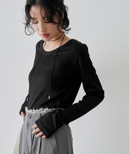 NOGLE（ノグル）の「【NOGLE/ノグル】カラーリブカットソー（Tシャツ/カットソー・レディース・ブルー/イエロー/ブラック/アイボリー/ピンク・FREE）」の7枚目の写真