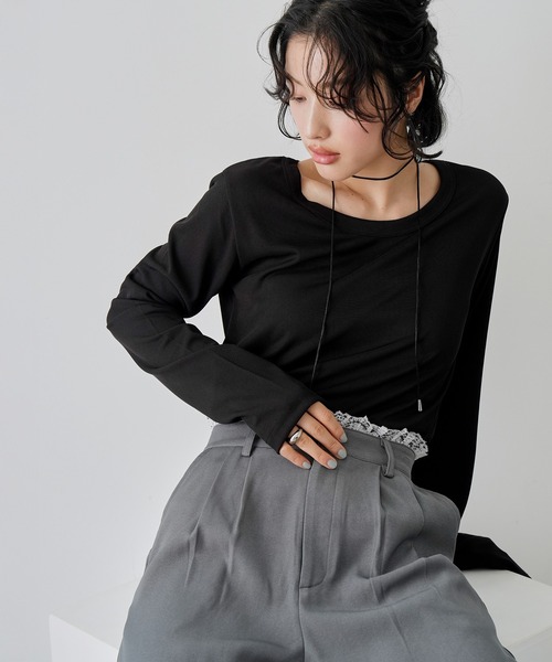 NOGLE（ノグル）の「【NOGLE/ノグル】カラーリブカットソー（Tシャツ/カットソー・レディース・ブルー/イエロー/ブラック/アイボリー/ピンク・FREE）」の11枚目の写真