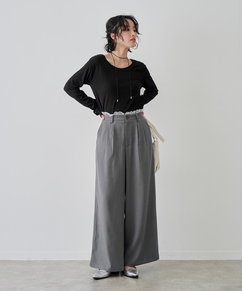 NOGLE（ノグル）の「【NOGLE/ノグル】カラーリブカットソー（Tシャツ/カットソー・レディース・ブルー/イエロー/ブラック/アイボリー/ピンク・FREE）」の9枚目の写真