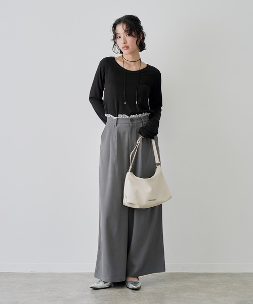 NOGLE（ノグル）の「【NOGLE/ノグル】カラーリブカットソー（Tシャツ/カットソー・レディース・ブルー/イエロー/ブラック/アイボリー/ピンク・FREE）」の12枚目の写真