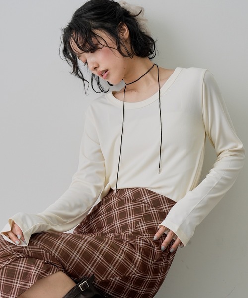 NOGLE（ノグル）の「【NOGLE/ノグル】カラーリブカットソー（Tシャツ/カットソー・レディース・ブルー/イエロー/ブラック/アイボリー/ピンク・FREE）」の21枚目の写真