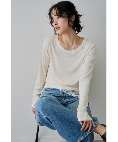 NOGLE（ノグル）の「【NOGLE/ノグル】カラーリブカットソー（Tシャツ/カットソー・レディース・ブルー/イエロー/ブラック/アイボリー/ピンク・FREE）」の14枚目の写真