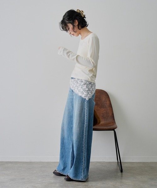 NOGLE（ノグル）の「【NOGLE/ノグル】カラーリブカットソー（Tシャツ/カットソー・レディース・ブルー/イエロー/ブラック/アイボリー/ピンク・FREE）」の20枚目の写真