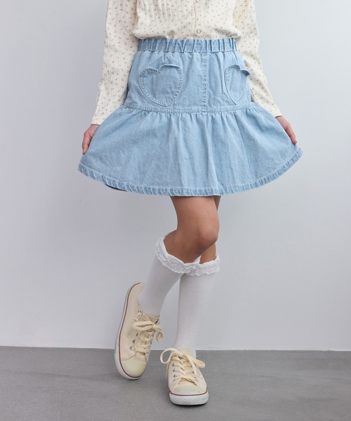 ROPE' PICNIC（ロペピクニック）の「【KIDS/キッズ】インパンツ付きハートポケットデニムスカート（デニムスカート・キッズ・ネイビー/サックスブルー・S/L/M）」の18枚目の写真