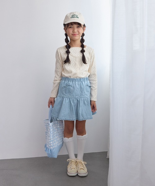 ROPE' PICNIC（ロペピクニック）の「【KIDS/キッズ】インパンツ付きハートポケットデニムスカート（デニムスカート・キッズ・ネイビー/サックスブルー・S/L/M）」の20枚目の写真