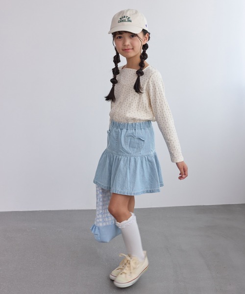 ROPE' PICNIC（ロペピクニック）の「【KIDS/キッズ】インパンツ付きハートポケットデニムスカート（デニムスカート・キッズ・ネイビー/サックスブルー・S/L/M）」の21枚目の写真