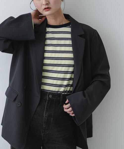 SENSE OF PLACE by URBAN RESEARCH(センスオブプレイスバイアーバンリサーチ)の「ベロアボーダーTシャツ(Tシャツ/カットソー・レディース・ネイビー/ベージュ/ミント・ONE)」の12枚目の写真