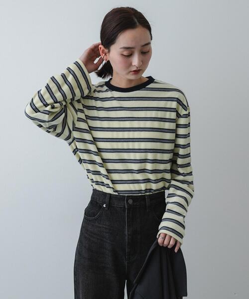 SENSE OF PLACE by URBAN RESEARCH(センスオブプレイスバイアーバンリサーチ)の「ベロアボーダーTシャツ(Tシャツ/カットソー・レディース・ネイビー/ベージュ/ミント・ONE)」の14枚目の写真