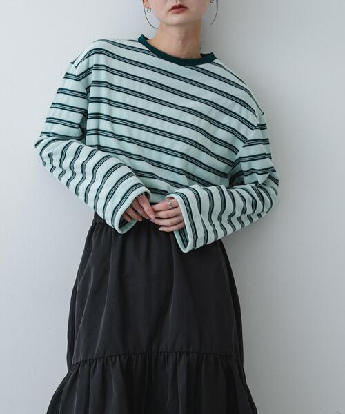 SENSE OF PLACE by URBAN RESEARCH(センスオブプレイスバイアーバンリサーチ)の「ベロアボーダーTシャツ(Tシャツ/カットソー・レディース・ネイビー/ベージュ/ミント・ONE)」の6枚目の写真