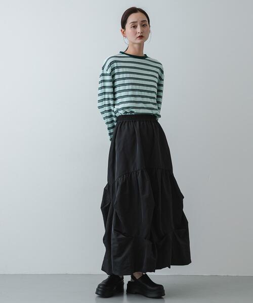 SENSE OF PLACE by URBAN RESEARCH(センスオブプレイスバイアーバンリサーチ)の「ベロアボーダーTシャツ(Tシャツ/カットソー・レディース・ネイビー/ベージュ/ミント・ONE)」の9枚目の写真