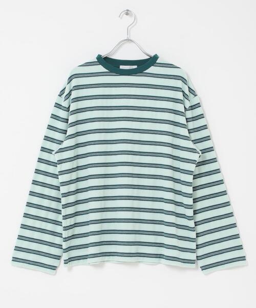 SENSE OF PLACE by URBAN RESEARCH(センスオブプレイスバイアーバンリサーチ)の「ベロアボーダーTシャツ(Tシャツ/カットソー・レディース・ネイビー/ベージュ/ミント・ONE)」の4枚目の写真