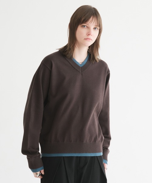 selle glant（セレグランテ）の「LAYERED STYLE ⅤNECK KNIT/レイヤードスタイルVネックニット（ニット/セーター・メンズ・ブラック/ダークブラウン・SMALL/MEDIUM/LARGE）」の19枚目の写真