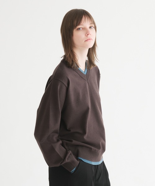 selle glant（セレグランテ）の「LAYERED STYLE ⅤNECK KNIT/レイヤードスタイルVネックニット（ニット/セーター・メンズ・ブラック/ダークブラウン・SMALL/MEDIUM/LARGE）」の20枚目の写真