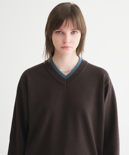 selle glant（セレグランテ）の「LAYERED STYLE ⅤNECK KNIT/レイヤードスタイルVネックニット（ニット/セーター・メンズ・ブラック/ダークブラウン・SMALL/MEDIUM/LARGE）」の22枚目の写真