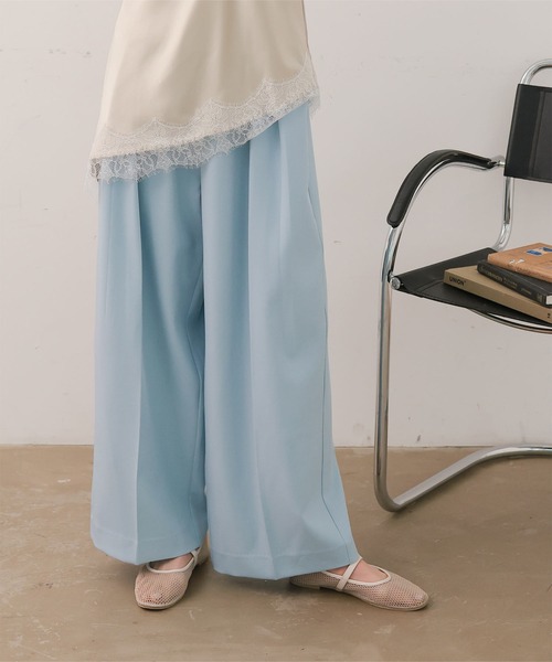 KOBE LETTUCE(コウベレタス)の「ツータックワイドパンツ(スラックス・レディース・ブルー/ピンク/ベージュ・M)」の7枚目の写真