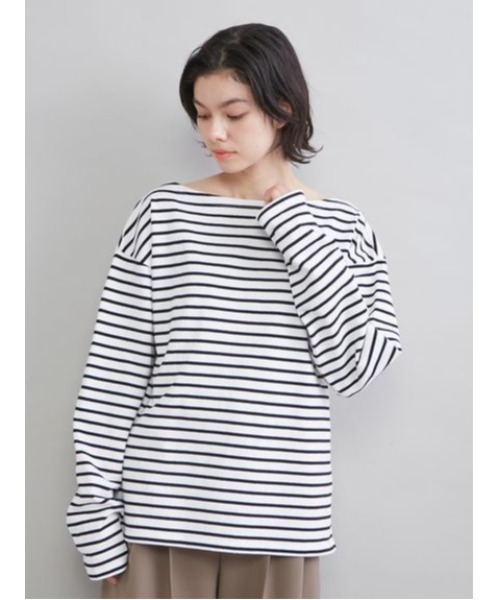 Mila Owen（ミラオーウェン）の「ボートネックボーダーＴシャツ（Tシャツ/カットソー・レディース・キャメル/アイボリー/ピンク/ブルー・F）」の9枚目の写真