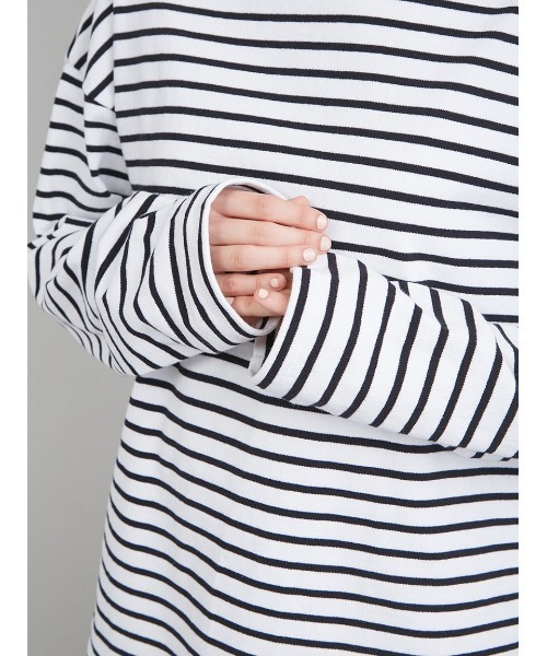 Mila Owen（ミラオーウェン）の「ボートネックボーダーＴシャツ（Tシャツ/カットソー・レディース・キャメル/アイボリー/ピンク/ブルー・F）」の5枚目の写真